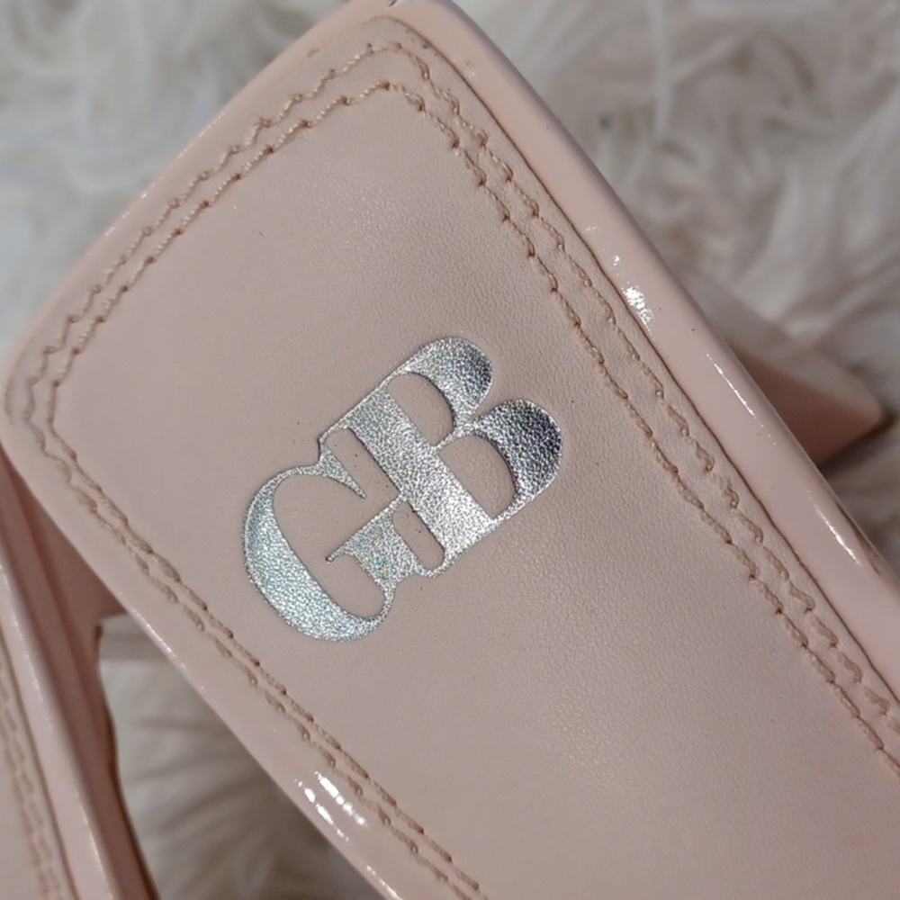 Gianni Bini Blush Pink Patent Crystal Bow Heeled Sandals - Picture 11 of 13